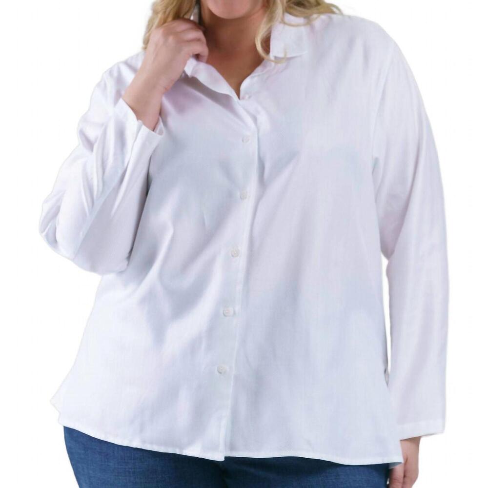 NEW JILL MCGOWAN astrid shirt in white herringbone